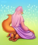 4_toes 5_fingers anthro barefoot butt claws clothing dress feet female fingers fur furry_tail looking_at_viewer looking_back orange_body orange_fur pawpads paws purple_clothing rear_view shawl simple_background sitting solo tail toe_claws toes translucent translucent_clothing ritsuxz disney robin_hood_(disney) maid_marian animal_humanoid canid canid_humanoid canine canine_humanoid fox fox_humanoid humanoid mammal mammal_humanoid red_fox true_fox 5:6 hi_res