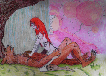 animal_genitalia animal_penis anthro anthro_penetrating anthro_penetrating_human biped bite biting_lip biting_own_lip black_nipples blush bodily_fluids breasts canine_genitalia canine_penis claws clothing cowgirl_position cum cum_inside digitigrade duo egg ejaculation erection eyes_closed fangs female female_on_anthro female_on_top female_penetrated from_front_position fur genital_fluids genitals grass hair hand_on_butt heart_symbol human_on_anthro human_penetrated impregnation internal interspecies knot larger_anthro larger_male legwear love male male/female male_on_bottom male_on_human male_penetrating male_penetrating_female multiple_ova nipples nude on_bottom on_top open_mouth orgasm outside ovum pale_skin penetration penis plant plantigrade red_body red_fur red_hair romantic romantic_couple self_bite sex size_difference small_breasts smaller_female smaller_human smaller_penetrated sperm_cell stockings tattoo teeth tongue tree vaginal whiskers nergal.bragi mythology dea_konvallarya wolfram_the_dancer canid canine canis dryad human mammal mythological_canine mythological_creature werecanid werecanine werecreature werewolf wolf colored_pencil_(artwork) traditional_media_(artwork)