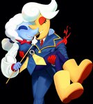 big_nose black_background carrying_another carrying_partner clothed clothing couples dress duo eyes_closed female happy male rubber_boots simple_background jqbunny deltarune undertale_(series) elnina_(deltarune) lanino_(deltarune) elemental_creature elemental_humanoid humanoid absurd_res detailed digital_drawing_(artwork) digital_media_(artwork) hi_res
