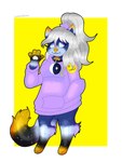 anthro blonde_hair clothed clothing collar cosmic female hair hoodie solo topwear lunarstarss 3:4 absurd_res hi_res