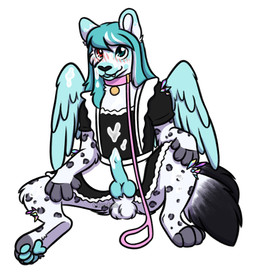 2_tails animal_genitalia animal_penis anthro balls blue_markings blue_pawpads blue_penis blue_wings blush blush_lines bodily_fluids bottomless canine_genitalia canine_penis clothed clothing collar crystal cum cum_on_clothing cum_on_face cum_on_leg cum_on_penis cum_on_wings digitigrade dipstick_ears dipstick_tail ear_markings erection fangs feathered_wings feathers fur genital_fluids genitals green_eyes grey_markings hair heterochromia knot leash leopard_spots maid_uniform male male_anthro markings multi_tail multicolored_ears multicolored_hair multicolored_tail pawpads penis pink_collar pink_leash red_eyes simple_background sitting snout solo spots tail tail_markings teeth two_tone_hair uniform white_background white_balls white_body white_fur wings cloudspaniel conditional_dnp ash_(ashtheefoxxo) arctic_fox canid canine felid fox hybrid leopard mammal pantherine true_fox 2021 cel_shading clip_studio_paint_(artwork) digital_drawing_(artwork) digital_media_(artwork) hi_res shaded