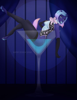 alcohol anthro beverage breasts burlesque clothing cocktail feet female lingerie martini paws show showgirl solo stage wolfpsalm canid canine canis mammal wolf absurd_res hi_res