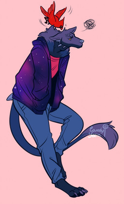 anthro beak blue_body blue_fur bottomwear clothing denim denim_bottomwear denim_clothing fur grumpy hoodie jeans male mane pants solo spikes tail topwear yellow_eyes candy.yeen mythology gulf avian bird canid canine canis cardinal_(bird) dragon hybrid mammal mythological_creature mythological_scalie oscine passerine scalie wolf hi_res