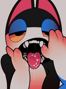 anthro bodily_fluids drooling duo fangs finger_in_mouth hand_on_face hand_on_mouth male open_mouth oral saliva teeth teeth_showing tongue tongue_out nulldjqtdma animal_crossing nintendo punchy_(animal_crossing) domestic_cat felid feline felis mammal 3:4 absurd_res hi_res