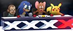 anthro buzzer clothed clothing gloves green_eyes group handwear humor laugh male parody fanamationu america's_got_talent metro-goldwyn-mayer nintendo okiku_naru_ko pokemon polish_jerry sega sonic_the_hedgehog_(film) sonic_the_hedgehog_(series) surprised_pikachu tom_and_jerry jerry_mouse kenta_(okiku_naru_ko) sonic_the_hedgehog eulipotyphlan generation_1_pokemon haplorhine hedgehog mammal monkey mouse murid murine pikachu pokemon_(species) primate rodent 2022 crossover meme