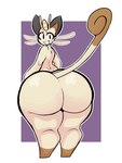 ambiguous_gender anthro big_butt black_eyes butt coin dipstick_tail huge_butt huge_hips huge_thighs leg_markings looking_at_viewer looking_back markings nude open_mouth socks_(marking) solo tail tail_markings thick_thighs whiskers white_body wide_hips zantanerz nintendo pokemon generation_1_pokemon meowth pokemon_(species) hi_res