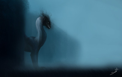 ambiguous_gender barely_visible_wings blue_body blue_scales bone creepy feral fog glowing glowing_eyes grass long_neck mane outside plant quadruped scales side_view simple_background skull snout solo standing tail teeth white_mane wings jadedragoness european_mythology mythology itasa_(jadedragoness) dragon mythological_creature mythological_scalie scalie western_dragon 2017 cool_colors digital_media_(artwork) digital_painting_(artwork) painting_(artwork) signature