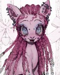 blue_eyes blue_eyeshadow cheek_piercing dreadlocks ear_piercing ear_ring eyeshadow facial_piercing female feral fur hair long_hair looking_at_viewer makeup nose_piercing nose_ring open_mouth open_smile piercing pink_body pink_fur pink_hair ring_piercing smile smiling_at_viewer solo p0nyplanet friendship_is_magic hasbro my_little_pony pinkie_pie_(mlp) earth_pony equid equine horse mammal pony digital_media_(artwork) digital_painting_(artwork) hi_res painting_(artwork) watermark