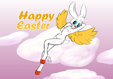 anthro bashful bite biting_lip blush breasts cloud covering covering_crotch embarrassed feathered_wings feathers female female_anthro freckles fur hair holidays looking_away nipples nude outside pink_nipples pose red_nose shy simple_background sky slim_anthro slim_female small_breasts solo tail text white_arms white_body white_breasts white_ears white_fur white_legs wings yellow_wings mancoin angel_hare easter the_east_patch angel_gabby angel angel_hare_(the_east_patch) lagomorph leporid mammal rabbit digital_media_(artwork) english_text full-length_portrait portrait signature