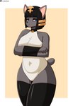 alternate_hairstyle anthro bell black_eyeshadow black_hair blue_eyes bobtail breasts clothed clothing collar colored_nails cosplay costume crossed_arms eyeshadow female fur grey_body grey_fur hair halloween_costume holidays jewelry legwear leotard makeup nails short_tail simple_background solo tail thigh_highs tight_clothing unimpressed flyingtrace animal_crossing halloween nintendo ankha_(animal_crossing) iris_(flyingtrace) domestic_cat felid feline felis mammal 2023 cel_shading digital_media_(artwork) hi_res shaded signature