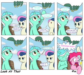 amber_eyes bench blue_eyes breaking_the_fourth_wall claws color_coded color_coded_text cutie_mark dialogue eyes_closed female feral frown fur green_body green_fur grey_body grey_fur group hair horn linked_speech_bubble long_hair looking_up multicolored_hair name_drop name_in_dialogue on_bench open_mouth pink_body pink_fur pink_hair pointy_speech_bubble smile species_in_dialogue speech_bubble teeth text tongue two_tone_hair yellow_eyes tikyotheenigma friendship_is_magic hasbro my_little_pony mythology bonbon_(mlp) lyra_heartstrings_(mlp) pinkie_pie_(mlp) cyclops earth_pony equid equine horse humanoid mammal monster mythological_creature mythological_equine pony unicorn comic english_text hi_res