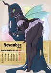 anthro anthrofied bent_over breasts butt calendar calendar_graphic clothing female maid_uniform pose solo thong underwear uniform longtailshort friendship_is_magic hasbro my_little_pony queen_chrysalis_(mlp) arthropod changeling absurd_res hi_res pinup