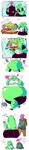 belly big_belly big_butt butt clothed clothing dark_body dark_skin duo female female_pred food green_body huge_belly male male/female male_prey not_furry oral_vore overweight profanity sandwich_(food) speech_bubble text vore d._e._belton_(artist) goo_creature humanoid 2017 absurd_res comic english_text hi_res long_image sequence tall_image