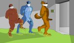 abs anthro bald balls black_nose blue_body blue_glans blue_hair blue_penis bound brown_body brown_fur brown_glans brown_hair brown_penis brown_skin brown_tail cloth_gag clothing countershade_face countershade_neck countershade_tail countershade_torso countershading doorway erection eyes_closed feet floor footwear footwear_only fur gag gagged genitals glans grey_floor grey_wall group hair hands_tied hat hat_only headgear headgear_only headwear headwear_only humanoid_feet inside male mostly_nude muscular muscular_anthro muscular_humanoid muscular_male nipples nude overweight overweight_male pecs penis pink_scar plantigrade sandals sandals_only scar shadow shoes short_hair slime struggling tail trio walking wall_(structure) yellow_clothing yellow_footwear yellow_sandals veldismalo thundercats thundercats_2011 panthro animal_humanoid canid canine canis domestic_dog felid felid_humanoid feline feline_humanoid human humanoid mammal mammal_humanoid pantherine