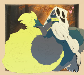 anthro belly big_belly bloated bone bone_imprints bones_in_stomach clothing costume digestion fangs fur ghost_costume green_body green_fur grey_body grey_fur group halloween_costume holidays immobile male male_pred mass_vore multiple_prey oral_vore paws red_eyes skull skull_imprint smile smirk solo tail tail_tuft teeth tuft vore yellow_body yellow_fur windtail halloween brom_(sahurus) sergal hi_res