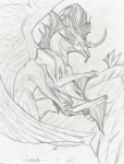 ambiguous_gender fangs feathered_wings feathers female feral flying fur hexapodal horn long_mane male multi_limb solo teeth wings syndicatekatell mythology myfi dragon monster mythological_creature mythological_scalie scalie graphite_(artwork) sketch traditional_media_(artwork)