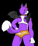 abs black_markings bottomwear butt claws clothing dipstick_tail fox_tail fur hooters_uniform looking_at_viewer male markings membrane_(anatomy) membranous_wings muscular muscular_male pecs pose purple_body purple_fur purple_skin shorts smile smirk tail tail_markings tight_bottomwear tight_clothing tight_shorts topwear white_body white_fur white_skin wings yellow_eyes thevgbear bandai_namco digimon hooters mythology foxy_the_dorumon digimon_(species) dorumon dragon furred_dragon furred_scalie mythological_creature mythological_scalie scalie x-digimon alpha_channel hi_res