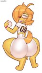 anthro ball baseball_(ball) big_butt bottom_heavy braces butt clothed clothing colored_nails eyewear femboy fur glasses hair huge_butt male nails nerd simple_background solo teeth thick_thighs wide_hips yellow_body yellow_fur dongitos gerry_(dongitos) bird_dog canid canine canis domestic_dog golden_retriever hunting_dog mammal retriever absurd_res hi_res