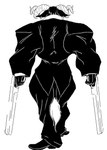 anthro biped black_and_white bottomwear bovid caprine clothed clothing goat horn jmadoc male mammal monochrome muscular muscular_anthro muscular_male pants simple_background solo white_background