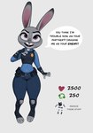 2023 3_toes 4_fingers anthro clothed clothing dialogue disney english_text eyebrows feet female fingers footwear full-length_portrait fully_clothed fur grey_body grey_fur hi_res judy_hopps lagomorph leporid long_ears mammal multicolored_body multicolored_fur open_mouth police police_uniform portrait purple_eyes qupostuv35 rabbit simple_background solo speech_bubble standing strip_meme text thick_thighs toeless_footwear toes two_tone_body two_tone_fur uniform white_body white_fur wide_hipped_female wide_hips zootopia