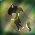 alternate_version_at_source anthro bedding black_body black_fur blanket canid canine canis female fur hair long_hair mammal sleeping solo street_urchin_(wolfie-pawz) white_body white_fur wolf wolfie-pawz young