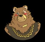 anthro black_clothing black_shirt black_topwear blush blush_lines chain clothing facial_scar gold_(metal) gold_chain male scar shirt solo topwear miloslegacy mihoyo zenless_zone_zero ben_bigger bear mammal absurd_res alpha_channel bust_portrait hi_res portrait