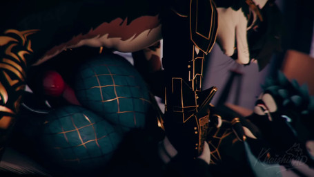 anal anal_penetration anthro big_butt blue_body blue_fur butt clothing duo fishnet_clothing fishnet_legwear fur genitals gold_(metal) gold_jewelry jewelry knot knotted_penis legwear male male/male moan on_bottom on_top penetration penis pinned text khaishin khaishin_(character) canid canine canis mammal rexouium wolf 3d_(artwork) 3d_animation animated blender_(artwork) digital_media_(artwork) hi_res long_playtime loop sound webm