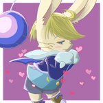 anthro blonde_hair blue_eyes blush boots bottomwear clothing footwear hair heart_symbol long_sleeves male shoes shorts simple_background smile solo wings final_fantasy final_fantasy_tactics_advance_2 square_enix hurdy mammal moogle 1:1