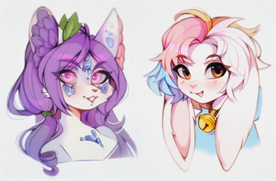 anthro bell bell_collar blush brown_eyes collar eyebrows eyelashes hair long_hair looking_at_viewer pink_tongue purple_hair simple_background tongue tongue_out unsigned iivochka lagomorph leporid mammal rabbit 2022 digital_media_(artwork) multiple_images shaded