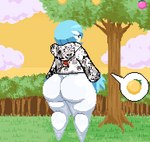 3_fingers ahegao_clothing ahegao_hoodie apricorn big_breasts big_butt blue_body blue_hair bottomless bouncing_butt breasts brown_eyes butt butt_jiggle butt_ripples clothed clothing cloud dialogue female fingers flailing food fruit grass hair hand_on_hip hands_on_hips heavy_ball hoodie hoodie_only huge_butt humor jiggling looking_at_object looking_at_pokeball looking_back looking_up multicolored_body open_mouth outside partially_clothed plant pokeball quick_ball reaching rear_view side_boob sky solo speech_bubble standing sunset text thick_thighs throwing_object throwing_pokeball topwear topwear_only tree ultra_ball white_body wide_hips spinneborg meme_clothing nintendo pokemon sapphire_(jiggleton) gardevoir generation_3_pokemon humanoid pokemon_(species) shiny_pokemon 2023 animated digital_media_(artwork) english_text meme pictographics pixel_(artwork) pixel_animation short_playtime