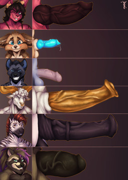 animal_genitalia animal_penis anthro balls big_penis black_body black_fur blue_penis bodily_fluids brown_body brown_fur canine_genitalia canine_penis chart equine_genitalia erection fur genital_fluids genitals gold_penis group hair horn huge_penis humanoid_genitalia humanoid_penis knot male muscular muscular_male nude penis piercing purple_hair red_body simple_background size_chart smile striped_body stripes tongue vein veiny_penis white_body white_fur yellow_horn fluff1zard amby_(casualplebeian) bovid bovine canid canine cattle equid equine fennec_fox fox hybrid hyena lagomorph leporid mammal procyonid rabbit raccoon spotted_hyena true_fox zebra absurd_res digital_media_(artwork) hi_res