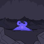 ambiguous_form ambiguous_gender cave detailed_background looking_at_viewer orb peaking purple_body purple_goo rock solo melaisen goo_creature 1:1 2021 absurd_res digital_drawing_(artwork) digital_media_(artwork) hi_res