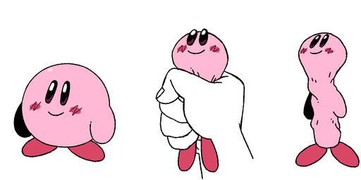 5_fingers ambiguous_gender biped blush blush_stickers closed_smile crush disembodied_hand duo fingers mouth_closed pink_body simple_background simple_face smile squeezing white_background spoiledart kirby_(series) nintendo kirby alien waddling_head 2023 digital_drawing_(artwork) digital_media_(artwork) hi_res sequence
