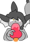 anthro blush bodily_fluids fellatio female genitals grey_body grey_skin hand_on_knot heart_eyes heart_symbol knot male male/female oral oral_penetration penetration penile penis saliva saliva_on_penis sex solo sucking kutnerak nintendo pokemon lunastrum eeveelution generation_1_pokemon pokemon_(species) vaporeon