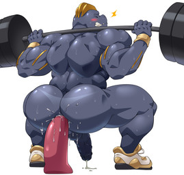 anal anal_penetration anthro back_muscles backsack balls barbell big_butt bodily_fluids butt clothing crouching cum dildo dildo_in_ass dildo_insertion exercise footwear footwear_only genital_fluids genitals humanoid_genitalia humanoid_penis male mostly_nude muscular muscular_anthro muscular_male object_in_ass penetration penis sex_toy sex_toy_in_ass sex_toy_insertion sexercise shoes shoes_only simple_background solo suntan sweat tan_line weightlifting white_background workout maldu nintendo pokemon ryuji_kaiyo generation_1_pokemon machoke pokemon_(species) hi_res