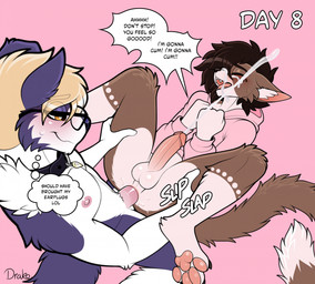 anal anal_orgasm anal_penetration announcing_orgasm anthro balls blonde_hair blush bodily_fluids brown_body brown_fur clothing collar cum cum_while_penetrated dialogue duo ejaculation erection eyewear femboy floppy_ears fur genital_fluids genitals glans glasses hair hands-free hoodie humanoid_genitalia humanoid_penis interspecies long_tail loud_sex male male/male male_penetrated male_penetrating male_penetrating_male nipples nude orgasm pawpads penetration penile penile_penetration penis penis_in_ass pink_clothing pink_hoodie pink_topwear purple_body purple_fur sex speech_bubble tail text topwear wearing_glasses conditional_dnp drako1997 no_nut_november no_nut_sabotage dean_(drako1997) border_collie canid canine canis collie domestic_cat domestic_dog felid feline felis herding_dog mammal pastoral_dog sheepdog 2025 english_text hi_res meme