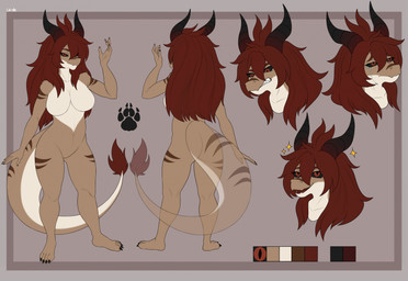 4_toes 5_fingers angry anthro arm_markings bangs bent_arm black_claws black_horn black_sclera bodily_fluids border breasts brown_body brown_fur brown_markings brown_tail butt claws closed_smile color_swatch crying expressions eyelashes featureless_breasts featureless_crotch feet female female_anthro finger_claws fingers footprint fur grey_border hair happy horn leg_markings long_hair long_tail looking_at_viewer markings medium_breasts mouth_closed multicolored_body multicolored_fur multicolored_tail navel nude nude_anthro nude_female open_mouth open_smile pawprint pupils red_eyes red_hair red_tail_tuft sad simple_background slit_pupils smile smiling_at_viewer solo sparkles standing tail tail_markings tail_tuft tears tears_of_sadness thigh_markings three-quarter_view toe_claws toes tuft white_body white_fur white_tail crazymangak mythology scarlet_(no_11) dragon furred_dragon furred_scalie mythological_creature mythological_scalie scalie 2025 digital_media_(artwork) english_description flat_colors hi_res model_sheet