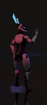 absurd_res denial_sfm_r34 f1l-00_(vulgarvictor) female gesture hand_gesture hand_on_butt hi_res humanoid looking_at_viewer machine protogen rear_view robot robotic_tail solo v_sign