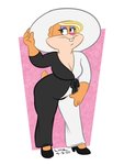 anthro breasts buckteeth cleavage clothed clothing eyeshadow female footwear hat headgear headwear high_heels jumpsuit makeup mature_anthro mature_female shoes simple_background slightly_chubby solo teeth white_background largehadronkalidah the_looney_tunes_show warner_brothers patricia_bunny lagomorph leporid mammal rabbit 3:4