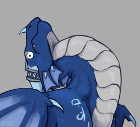 ambiguous_gender feral head_back horn long_neck looking_at_viewer membrane_(anatomy) membranous_wings snaggle_tooth solo wide_eyed wings lady-darkstreak mythology dragon mythological_creature mythological_scalie scalie hi_res