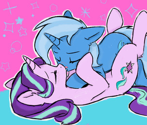 cutie_mark duo eyes_closed female female/female feral hair kissing licking multicolored_hair tongue xeffy friendship_is_magic hasbro my_little_pony starlight_glimmer_(mlp) trixie_(mlp) equid equine horse mammal pony hi_res