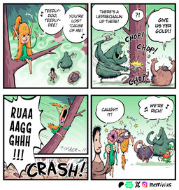 axe beard black_beard black_facial_hair black_hair bruised butt clothed clothing crown dancing dialogue dress facial_hair green_body green_clothing green_dress green_skin green_tusks group hair headgear headwear humanoid_pointy_ears humor light_body light_skin long_ears not_furry nude orange_beard orange_facial_hair orange_hair plant pointy_ears ponytail purple_beard purple_facial_hair scar screaming short_hair shovel speech_bubble tan_body tan_skin text tiara tools tree tusks viking_helmet yellow_sclera merrivius elf_comic dwarf_(merrivius) elf_(merrivius) human_(merrivius) orc_(merrivius) dwarf elf human humanoid leprechaun mammal orc comic english_text hi_res lol_comments