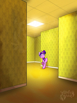 blush clipping female feral fluorescent_light hallway horn looking_up parody solo floofiedrawz friendship_is_magic hasbro my_little_pony mythology the_backrooms twilight_sparkle_(mlp) equid equine mammal mythological_creature mythological_equine unicorn 3:4 absurd_res crossover hi_res