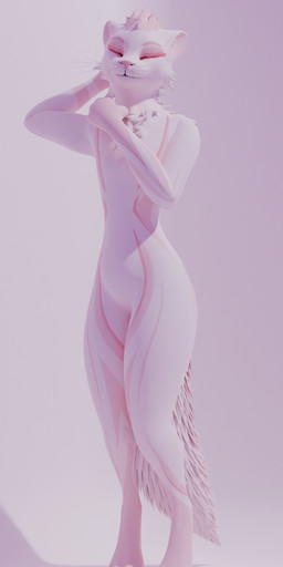 anthro claws eyes_closed featureless_crotch fur leg_markings male markings pink_background pink_body pink_fur pink_markings pose simple_background small_ears socks_(marking) solo standing tail toe_claws whiskers white_body white_claws white_fur impliqued flonky felid feline mammal 3d_(artwork) absurd_res digital_media_(artwork) full-length_portrait hi_res portrait