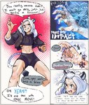 abs action_pose action_scene athletic athletic_humanoid athletic_male band-aid band-aid_on_face band-aid_on_nose bandage bandage_on_face bandage_on_nose blue_eyes clothing crop_top cropped_jacket dialogue femboy fight hair light_body light_skin magic male offscreen_character open_mouth pose shirt solo speech_bubble talking_to_another talking_to_self text topwear white_hair yawn venomraya taigaxholic animal_humanoid felid felid_humanoid humanoid mammal mammal_humanoid pantherine pantherine_humanoid tiger_humanoid 2025 comic english_text hi_res