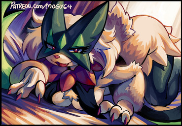 3_fingers all_fours anthro ass_up breast_curtains breast_squish breasts claws curvy_figure eyelashes female female_anthro finger_claws fingers looking_at_viewer lying mask medium_breasts narrowed_eyes on_front open_:3 open_mouth open_smile pokemorph pupils slit_pupils smile solo squish tail text thick_thighs mogy64 nintendo pokemon felid generation_9_pokemon mammal meowscarada pokemon_(species) 2024 alternate_version_at_source digital_media_(artwork) url watermark