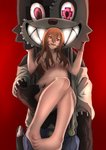 blood bodily_fluids breasts clothing duo female looking_at_viewer male male/female nipples nude red_eyes simple_background karamell gleipnir shuichi_kagaya human mammal 2020 hi_res