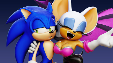 anthro big_breasts blue_eyeshadow breasts cleavage clothed clothing duo eyes_closed eyeshadow female footwear green_eyes hand_on_another's_shoulder hand_on_shoulder happy looking_at_viewer makeup male open_mouth shoes side_glance wings hunicrio sega sonic_the_hedgehog_(series) rouge_the_bat sonic_the_hedgehog bat eulipotyphlan hedgehog mammal 16:9 3d_(artwork) 4k absurd_res digital_media_(artwork) hi_res watermark widescreen