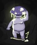 balls bioluminescence bodily_fluids bottomless cave clothed clothing cum fungus genital_fluids genitals glowing glowing_cum glowing_fungus glowing_mushroom male mushroom mushroom_cap not_furry nude overweight overweight_humanoid overweight_male penis purple_body purple_skin slightly_chubby solo unusual_bodily_fluids unusual_cum unusual_genital_fluids himerosthegod myco_(himeros) elemental_creature elemental_humanoid fungi_fauna fungi_humanoid humanoid mushroom_humanoid