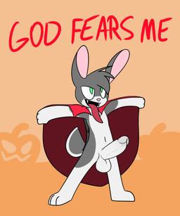 3_toes 4_fingers anthro balls big_balls big_penis cape cape_only clothing dialogue erection fangs feet fingers food fruit fur genitals green_eyes humanoid_genitalia humanoid_penis jack-o'-lantern long_tongue looking_up male mostly_nude penis pink_inner_ear pink_nose plant pumpkin red_cape red_clothing short_tail solo spread_legs spreading standing tail teeth text toes tongue tongue_out white_balls white_body white_fur white_penis mr_rottson rotto_(mrrottson) lagomorph leporid mammal rabbit vampire 2020 english_text hi_res